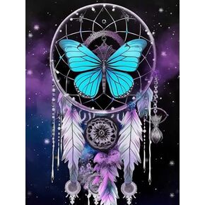 Jungobiu 5D الماس اللوحة مجموعات Dreamcatcher الفراشة، DIY الماس الفن ريشة مجموعات الطلاء مع الماس جولة كاملة الحفر الكريستال حجر الراين التطريز المستخدمة للمنزل مكتب الجدار الديكور 12x16 بوصة in Kuwait