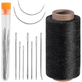 DIUDUS 218 Yards Waxed Thread, Leather Sewing Waxed Thread with Heavy Duty Leather Needles, Professional Leather Thread for Hand Sewing Leather Craft Repair Leather Shoes Bags Sofa (Red)