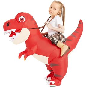 COMIN Inflatable Dinosaur Costume Kids, Ride on Dinosaur Blow Up Trex Costume Red Funny Fancy Dress for Halloween Party in Kuwait