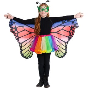 Dress Up America Butterfly Wings Costume for Girls - Butterfly Costume for Kids - Butterfly Cape, Headband, Mask and Tutu Set in Kuwait