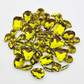 50PC Gold Mix Shapes Sew On Crystal Rhinestone Sew On Claw Flatback Glass Gold Claw Rhinestone Setting for DIY Craft, Clothes, Shoes, Dress, Jewelry Charms Making