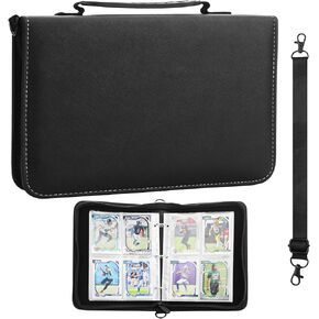 حافظة بطاقات التداول GLDRAM EVA مع 4 جيوب/50 ورقة حافظة بأكمام بطاقات، حامل كتب البطاقات مع سحاب وحزام للبوكيمون، البيسبول، كرة القدم، كرة السلة، يوجيوه، MTG وبطاقات الدوري الوطني لكرة القدم الأمريكية، تحمل 400 بطاقة in Kuwait