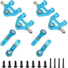 8PCS Aluminum Alloy Upper & Lower Swinging Arms Sets Compatible with WLtoys K969 K979 K989 K999 P929 1/28 RC Car Upgrade Parts (Blue)