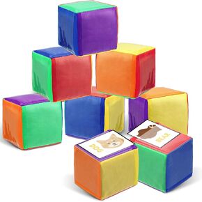 Yilloog 8 Pcs 3.15 Inch DIY Photo Pocket Dice for Classroom Large Clear Foam Dice Education Playing Game Cubes Set 6 Sided Stacking Blocks Teacher Teaching Cubes Toys for School (Multicolor) in Kuwait