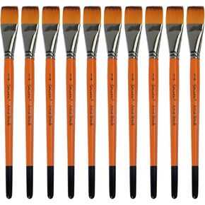 10 قطع من فرش الطلاء المسطحة - أطقم فرش طلاء فنية مقاس 1.9 سم للألوان المائية وطلاء الزيت والاكريليك، وفن أظافر الجسم للوجه، والحرف اليدوية، وطلاء الصخور in Kuwait