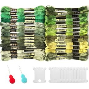 Gnognauq 30 Skeins خيوط التطريز خيط التطريز لسوار الصداقة سلسلة عبر غرزة DIY سلسلة الفن (الأزرق)