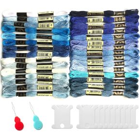 Gnognauq 30 Skeins Embroidery Threads Embroidery Floss for Friendship Bracelet String Cross Stitch DIY String Art (Blue) in Kuwait
