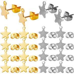 20 قطعة أقراط نجمة أزرار الفولاذ المقاوم للصدأ حلق بوست الأزرار لا يسبب الحساسية مسمار أقراط مع حلقة و 20 قطعة فراشة قرط للخلف لصنع أقراط مجوهرات DIY in Kuwait