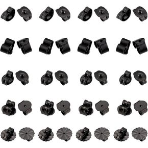 UNICRAFTALE About 50pcs 5 Styles Electrophoresis Black Earring Back Nut Stainless Steel Ear Nuts Earring Clasp Stopper for DIY Jewelry Making 0.8~1.2mm Hole