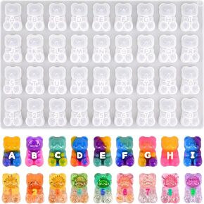 قالب راتنج الدب Actvty، قالب سيليكون لسلسلة مفاتيح الدببة الصغيرة لصب الراتنج، قالب راتنجات الإيبوكسي الدب ثلاثي الأبعاد مع أنماط الحروف والأرقام لديكور الحرف اليدوية للمجوهرات DIY in Kuwait