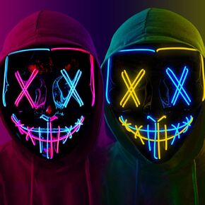 ستيجوسورس 2 قناع LED، قناع إضاءة LED للهالوين مع 3 أوضاع إضاءة لحفلات المهرجان، لونين in Kuwait