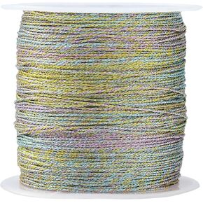 LiQunSweet 54.68 Yards(50m)/Roll Round Polyester Metallic Cord Thread String Tinsel Rope for Waist Beads Bracelet Necklace Macrame Supplies in Kuwait