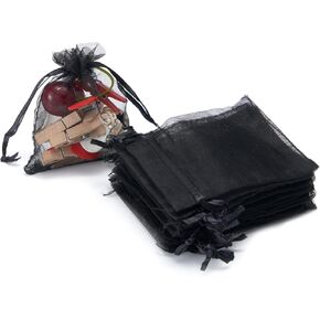 FOCCIUP 100 Pcs 3x4 Inches Organza Bags Gift Bags with Drawstring for Christmas Candy Wedding Birthday Party Favor
