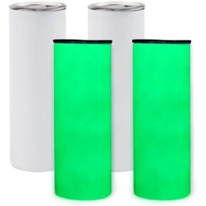 AGH 20 oz Sublimation Tumblers Glow In The Dark, 25PCS Luminous Skinny Straight Tumbler Blank, Glow From White To Blue Green Red Orange, With Stainless Straw & Splash-Proof Lid & Coaster in Kuwait