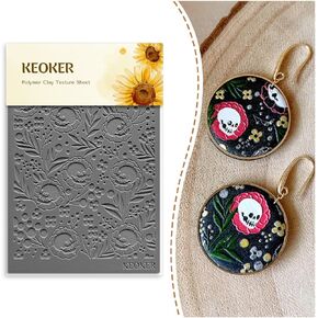 Keoker Polymer Clay Texture Sheet Halloween, Halloween Clay Texture Mat for Making Earrings Jewerly, Halloween Polymer Clay Earrings Tools (1)