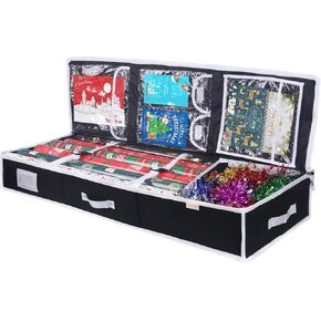 منظم تغليف هدايا Ceadyxiao، حقيبة تخزين لتغليف عيد الميلاد مقاس 42 بوصة مع خمسة جيوب مفيدة لإكسسوارات عيد الميلاد، تناسب ما يصل إلى 36 لفة، حاويات تخزين تغليف الهدايا (42 × 14 × 5.5 بوصة - أحمر) in Kuwait