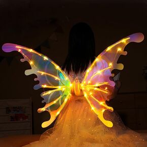 cojodopo Costume Electric Butterfly Wings,Elf Luminous Wings For Kids Dog With Music Glowing Shiny Dress Up Props