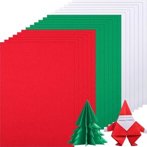 Tenceur 300 Sheets Christmas Construction Paper Bulk Red and Green Cardstock 8.5'' x 11'' White Cardstock Christmas Cardstock 160 GSM Thick Printable Card Stock for Christmas Gift Scrapbook Crafts in Kuwait