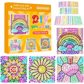 HAPMARS 4 pcs Window Art Suncatcher Kits for Kids Crafts Ages 6-8,Mermaid Gifts for Girls, Fun Arts and Crafts for Girls Ages 8-12, Birthday Gifts for 7 Year Old Girl(Mermaid)