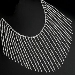 VOELIGT 1 ياردة حجر الراين هامش مطرز هامش تقليم حجر الراين هامش حزام الشريط شرابة سلسلة لإكسسوارات الملابس والديكور الطرف الفضة in Kuwait