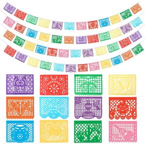 1 Pack Mexican Party Banners, 22 Feet Cinco De Mayo Decorations Papel Picado Banners for Mexican Theme Birthday Party Wedding Dia De Los Muertos Day of the Dead