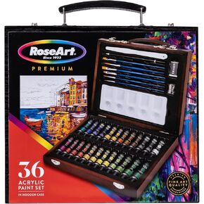 RoseArt Premium Paint Set – 12 Count Acrylic Paints for Canvas, Wood, Ceramic and Fabrics – Craft Painting Supplies for Casual to Professional Artists in Saudi Arabia