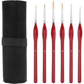 BOSOBO Miniature Paint Brushes Detail Set, 6 Pcs Fine Tipped Small Artist Paintbrushes for Acrylic Oil Watercolor Painting, Rock, Micro Model, Nail Art, Craft & Paint by Number, Travel Case Included