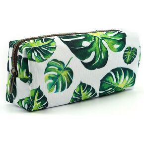 LParkin Tree Leaves Super Large Capacity Canvas Pencil Case Pen Bag Pouch Stationary Case Makeup Cosmetic Bag