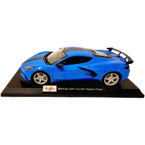 سيارة شيفروليه كورفيت ستينغراي C8 كوبيه 2020 مع جناح مرتفع ازرق مع خطوط سوداء 1/18 نموذج سيارة مصبوبة من مايستو 31455 in Kuwait