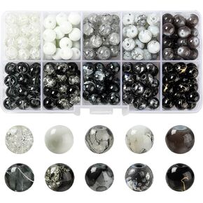 200pcs 10 Colors Crackle Lampwork Glass Beads 8mm Round Handcrafted Crackle Beads Crystal Beads for Jewelry Making Christmas Tree Ornament in Kuwait