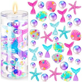 Jutom 10150 Pieces Christmas Vase Filler Decor Xmas Snowflake Floating Candles Clear Water Gel Beads Pearls for Vase Fillers Floating Candle Centerpiece for Winter Holiday Home Table Party Decor