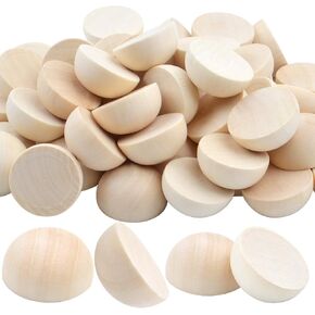 Aylifu 50 Pieces 25mm Natural Half Wooden Balls Decration Split Beads for DIY Projects Crafts