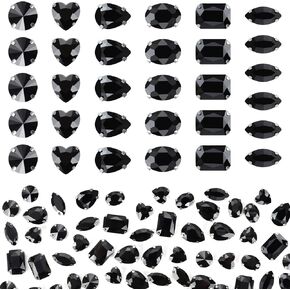 114 Pieces Sew on Rhinestones Mixed Shapes Big Flat Back Crystal Large Diamond Gems Rhinestones Kit with Metal Sewing Claw for Jewelry Craft, Clothes, Shoes, Earring, Belt and Dress(Crystal Clear)