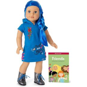 American Girl Truly Me 18-inch Doll #90 with Blue Eyes, Long Blue Hair, and Lt-to-Med Skin in Skater Dress, For Ages 6+ in Kuwait