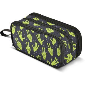 Pencil Case Large Big Capacity Soccer Ball Pencil Bag for Girls Boys Soccer Field Zippers Pen Bag Holder Pouch Box Makeup Bag 3 Compartment Portable Stationery Storage for College Students School