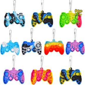 10 Pack Mini Pop Keychain Fidget It Controller Toys Pack for Boys,Pop Sensory Pop Toy Fidget Keychain, Controller Shaped Keychain Fidget Toy Pack for Kids Children Adults in Kuwait