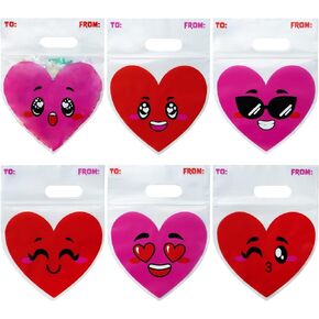 JOYIN 48 Pcs Valentine’s Day Cellophane Gift Bag, Candy Treat Bags with Red Pink Heart Designs for Kids Party Favor Supplies, Classroom Gift Exchange Prizes in Saudi Arabia