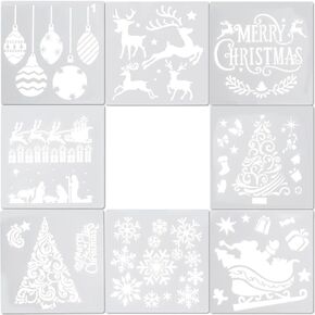 AIEX 8Pcs Christmas Stencils Template Plastic Craft Stencils for Painting Wood, Spraying Door Window, Journal Scrapbook Cards Making, DIY Xmas Decoration (5 x 5inch) in Saudi Arabia