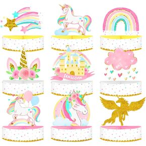 نيكرو هوم 9 قطع من ديكورات الحفلات بنمط يونيكورن، قطعة مركزية بتصميم قرص العسل على شكل وحيد القرن، ديكورات عيد ميلاد يونيكورن للبنات، حفلات استقبال المولود، أغطية طاولة حفلات بطابع يونيكورن in Kuwait
