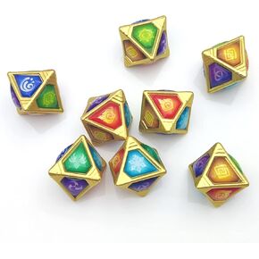 Genius Invokation Dice Set Sharp Edge Zinc Alloy Dice for Genshin Impact，Genshin Vision Polyhedral Role Playing Gaming Dice 8pcs in Kuwait