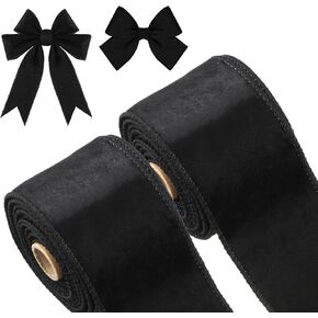 2 Rolls 2.5 Inch 10 Yards Christmas Velvet Ribbon Single Face Christmas Plain Velvet Ribbon for Gift Wrapping Crafts Christmas Wreath Tree Decor (White)