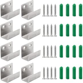 Wall Hanger Fastener, 40 x 35 x 10mm Black Stainless Steel J Hooks Hangers with Mounting Screws for Ceramic Tile Display, Groove Width 10mm/0.39", 8 Pack