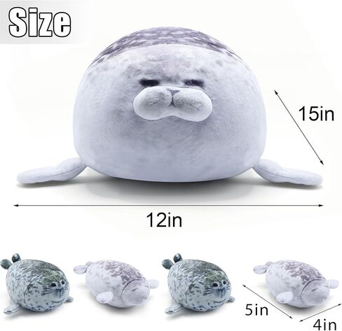 وسادة فخمة من BRAUDREW Chubby Seal مع 4 أطفال محبوبين في بطنها، لعبة حيوانات محشوة على شكل المحيط للأطفال من BRAUDREW in Kuwait