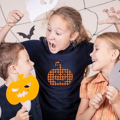 8 ورقات منقوشة بالكي على الفينيل منقوشة بجاموس الهالوين HTV الخريف متنوعة بنمط الفهد، حديد على الفينيل لحفلات الهالوين التنكرية مع نمط الخفافيش اليقطين 12 × 10 بوصة (أحمر، أبيض-أسود، برتقالي، ليوبارد) in Kuwait