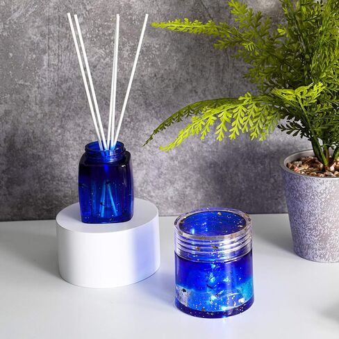 NiArt Epoxy Resin Casting Soft Silicone Mold Wide Mouth Screw-On Cap Bottles (Cuboid+Straight-Sided Cylinder), DIY Art Craft Multipurpose Home Lid Storage Container Jewelry Jar Holiday Decoration in Kuwait