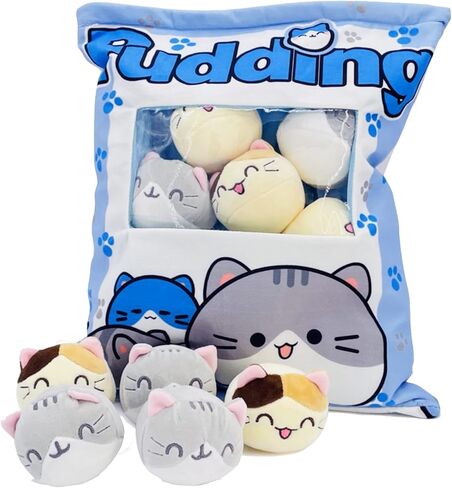 Nenalayo Cute Cat Plush Pillow Throw Pillow Removable Stuffed Animal Toys Creative Gifts for Girls (Blue) in Saudi Arabia