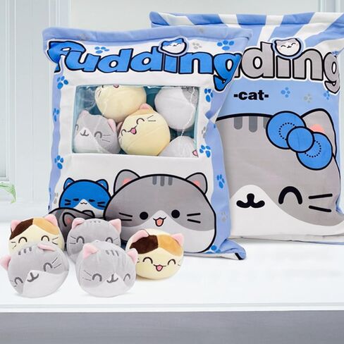 Nenalayo Cute Cat Plush Pillow Throw Pillow Removable Stuffed Animal Toys Creative Gifts for Girls (Blue) in Saudi Arabia