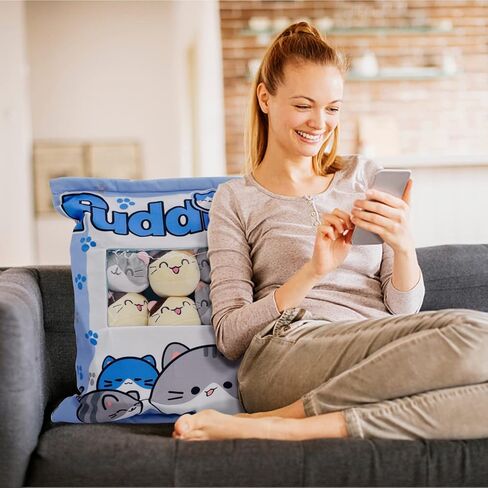 Nenalayo Cute Cat Plush Pillow Throw Pillow Removable Stuffed Animal Toys Creative Gifts for Girls (Blue) in Saudi Arabia