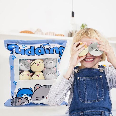 Nenalayo Cute Cat Plush Pillow Throw Pillow Removable Stuffed Animal Toys Creative Gifts for Girls (Blue) in Saudi Arabia
