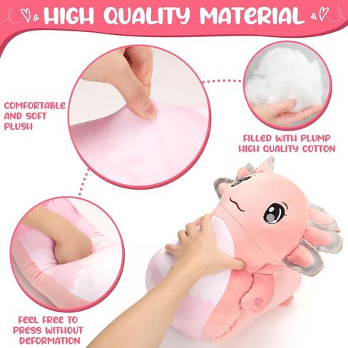 Drehth 29 Inch Long Axolotl Plush Body Pillow Cute Axolotl Stuffed Animal Toys Soft Cuddle Pillow Axolotl Plushie Gifts for Kids Adults Girls in Saudi Arabia